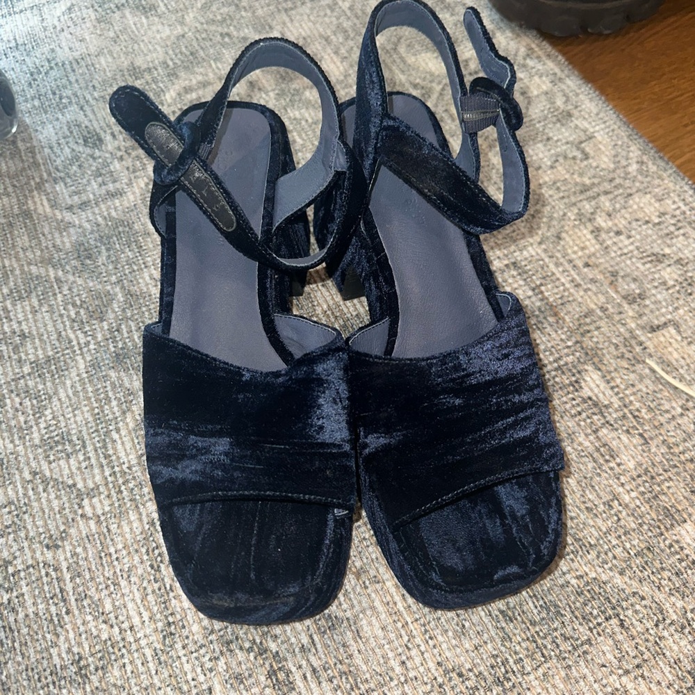 Women's Navy Velvet Slingback Sandals